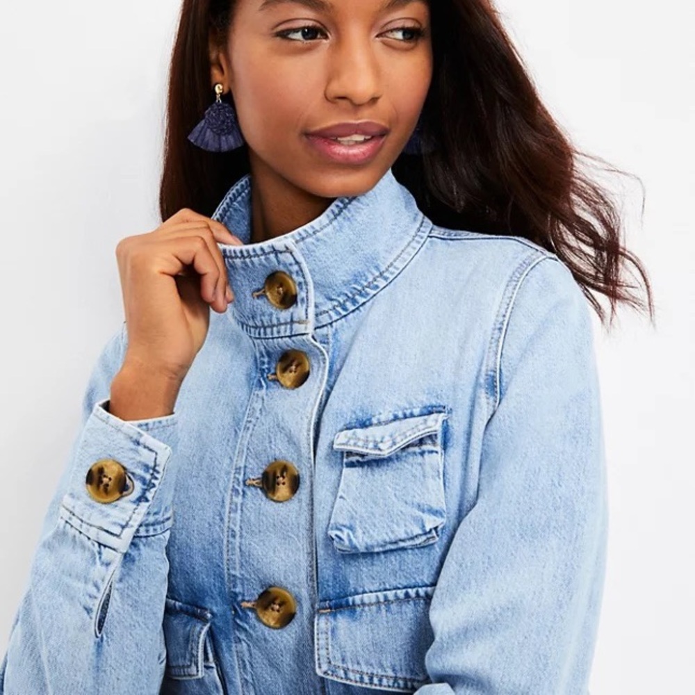 Denim Utility Jacket in Light Indigo Wash